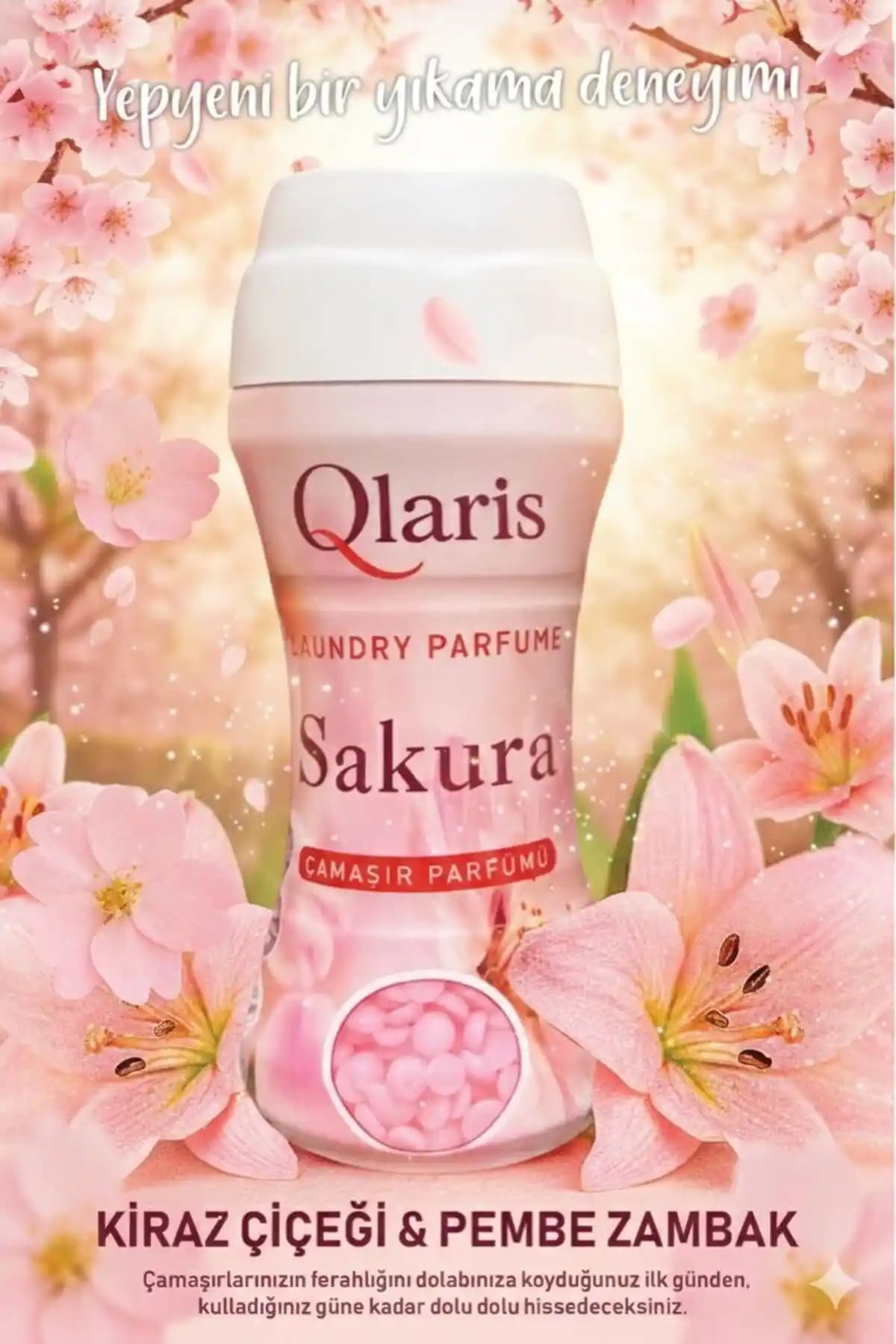 QLARIS Vegan Granül Çamaşır Parfümü ve Yumuşatıcısı Sakura Özellikleri ve Kullanımı