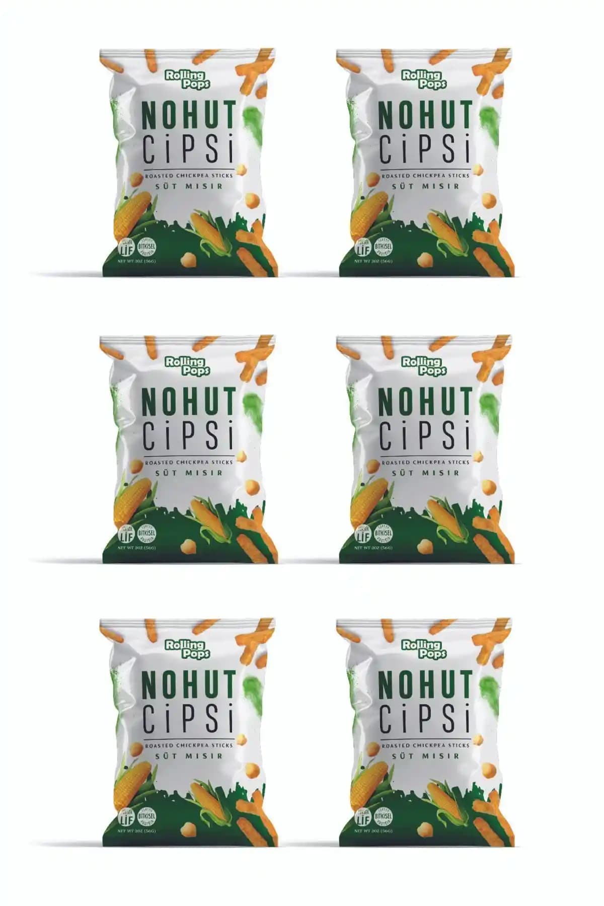 Rolling Pops Süt Mısır Çeşnili Nohut ve Mercimek Cipsi Seti Sağlıklı ve Doğal Atıştırmalık Alternatifi