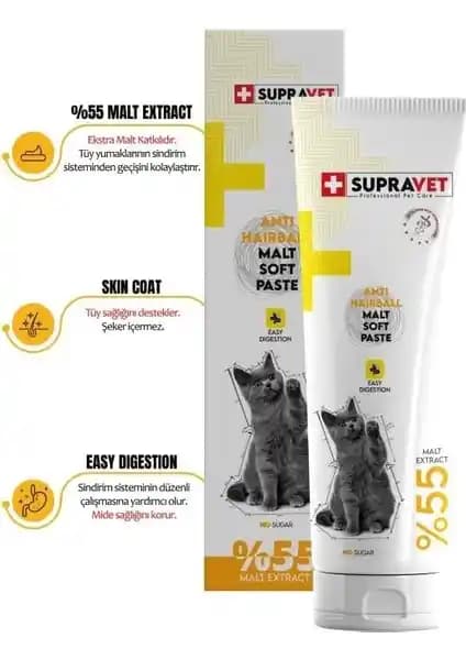Supravet Anti-Hairball Malt Kedi Macunu ile Tüy Sağlığını Koruyan Güvenilir Takviye