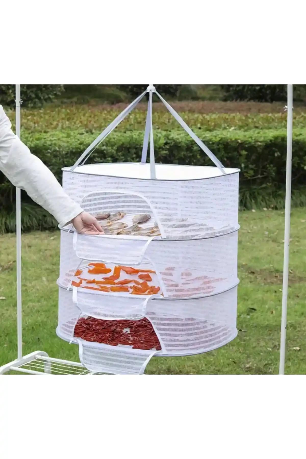 Üç Raflı Bölmeli Güneşte Kurutma Filesi ile Doğal ve Pratik Gıda Kurutma Çözümü