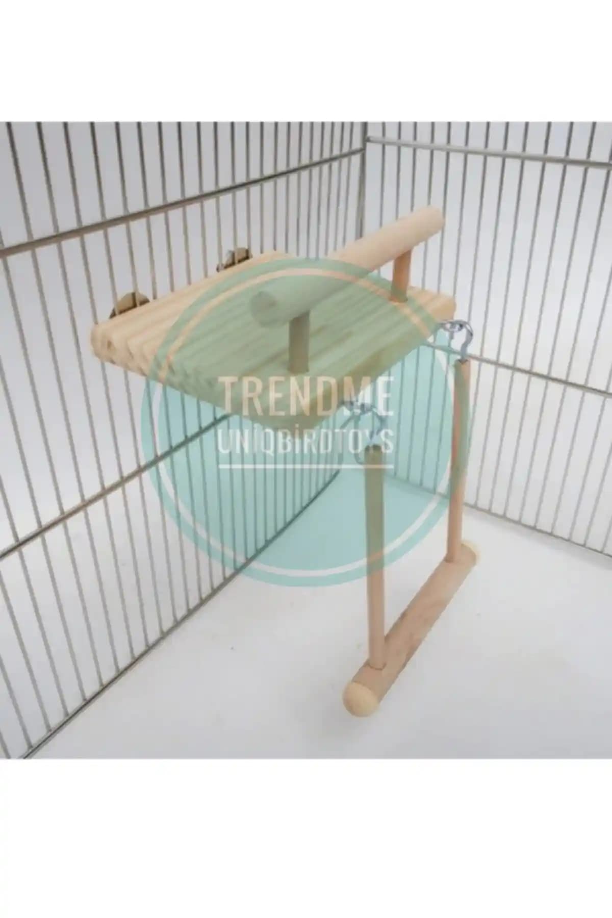 UniqBirdToys Trendme Ahşap Salıncaklı Oyun Parkuru Kuşlar İçin Güvenli ve Estetik Tasarım