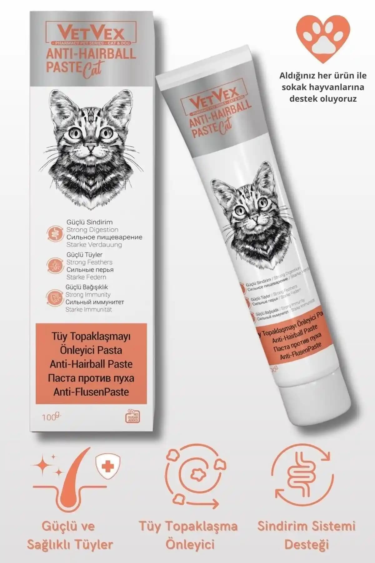 VETVEX Anti Hairball Pasta ile Kedinizin Tüy Sağlığını Koruyun ve Tüy Topaklarını Önleyin