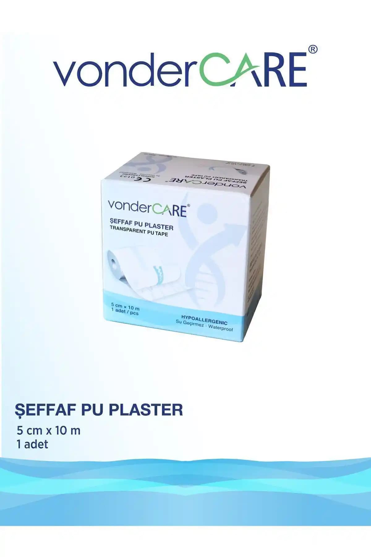 VonderCARE Şeffaf PU Flaster 5cmx10m: Güçlü, Suya Dayanıklı ve Hassas Ciltler İçin Uygun Sabitleme Çözümü