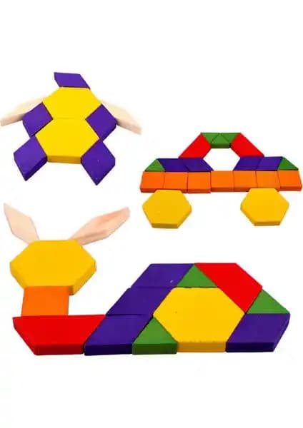 Wood Kids Tangram Ahşap Bloklar ile Çocukların Zeka ve Yaratıcılık Gelişimini Destekleyici Eğitim Seti