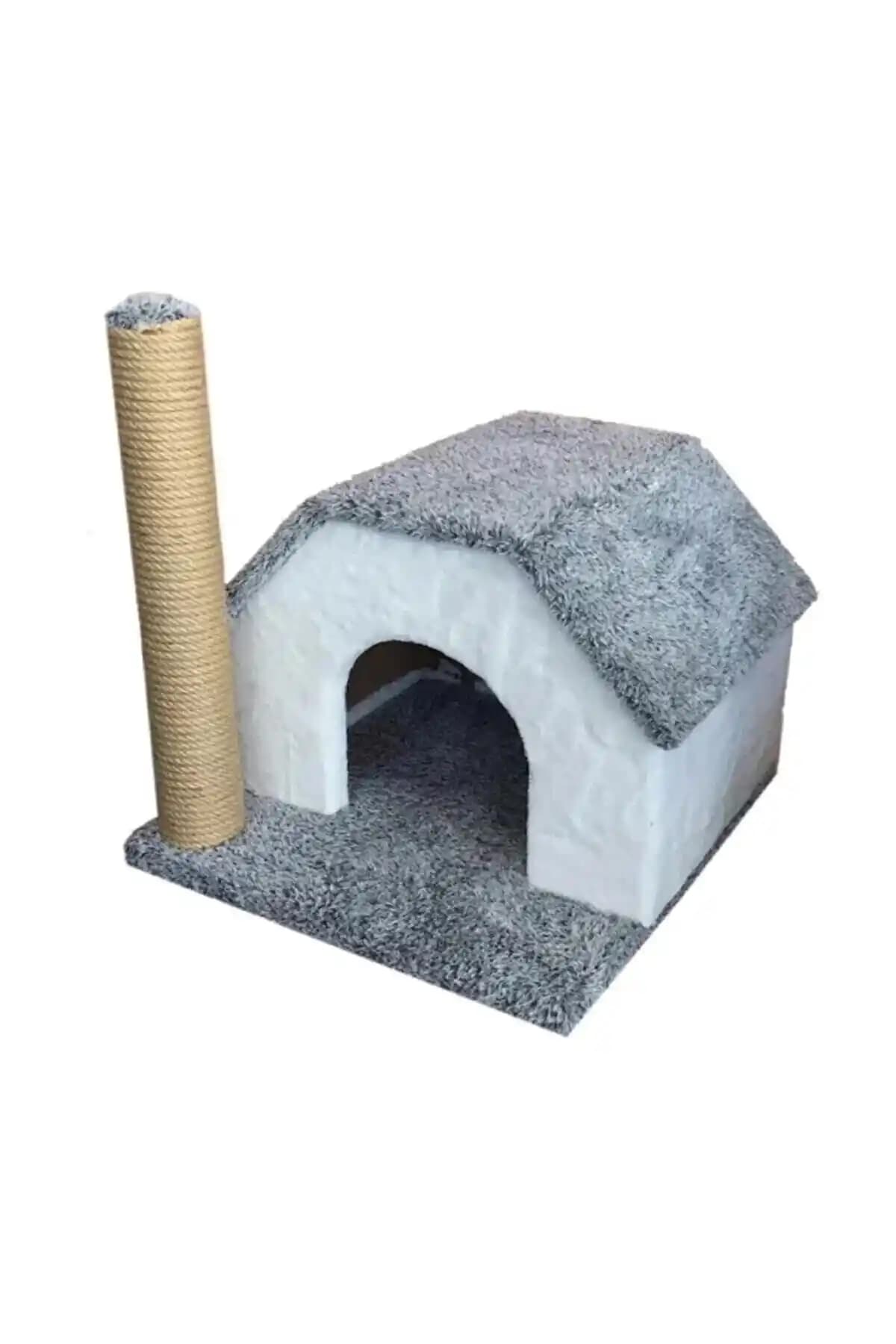 Yerli Üretim Çok Renkli Tek Katlı Kedi Evi ve Tırmalama Tahtası - Dayanıklı ve Estetik Tasarım