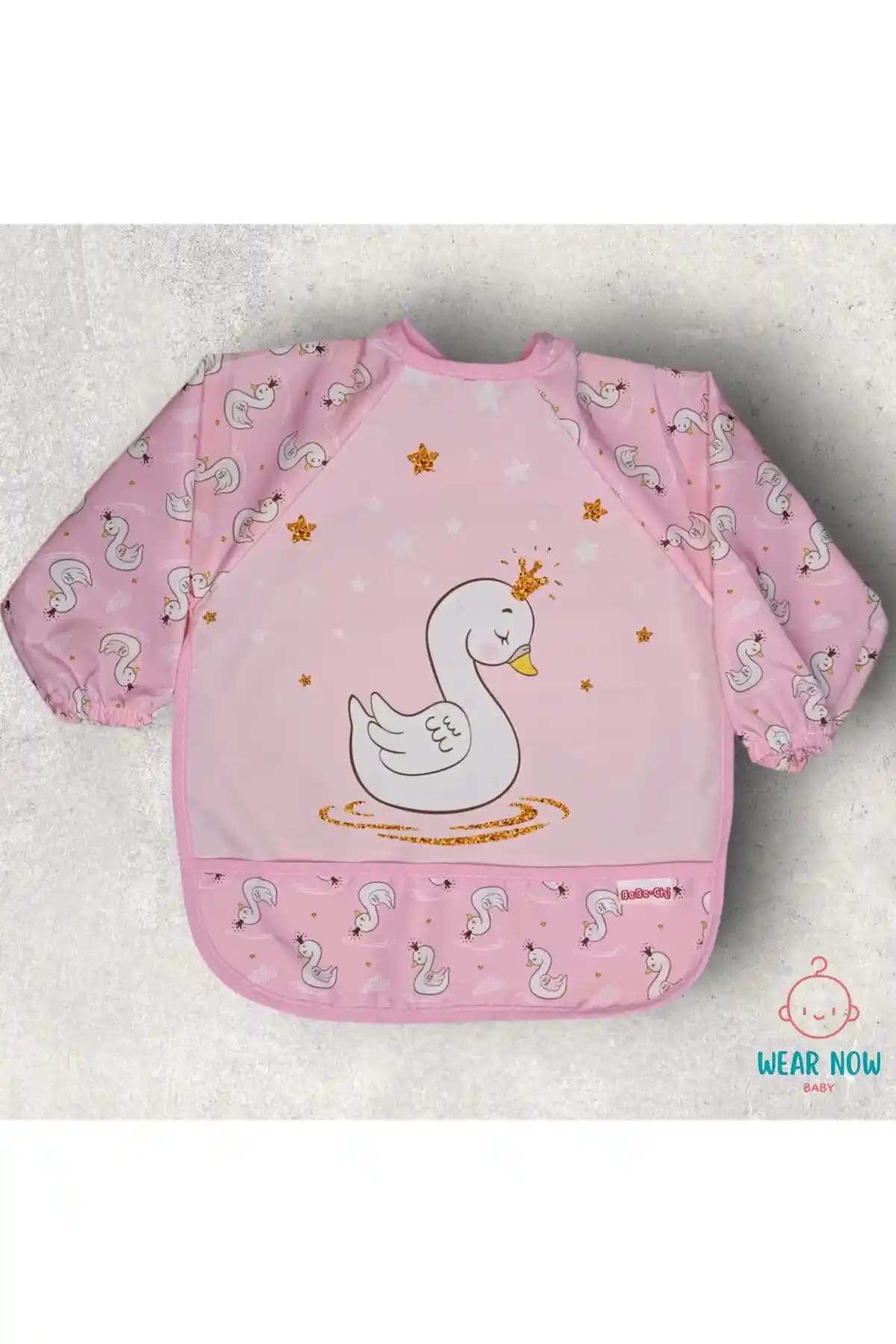 Kuğu Desenli Bamoola Bebek Önlükleri Güvenli ve Şık Bir Bebek Koruyucu Ürünüdür