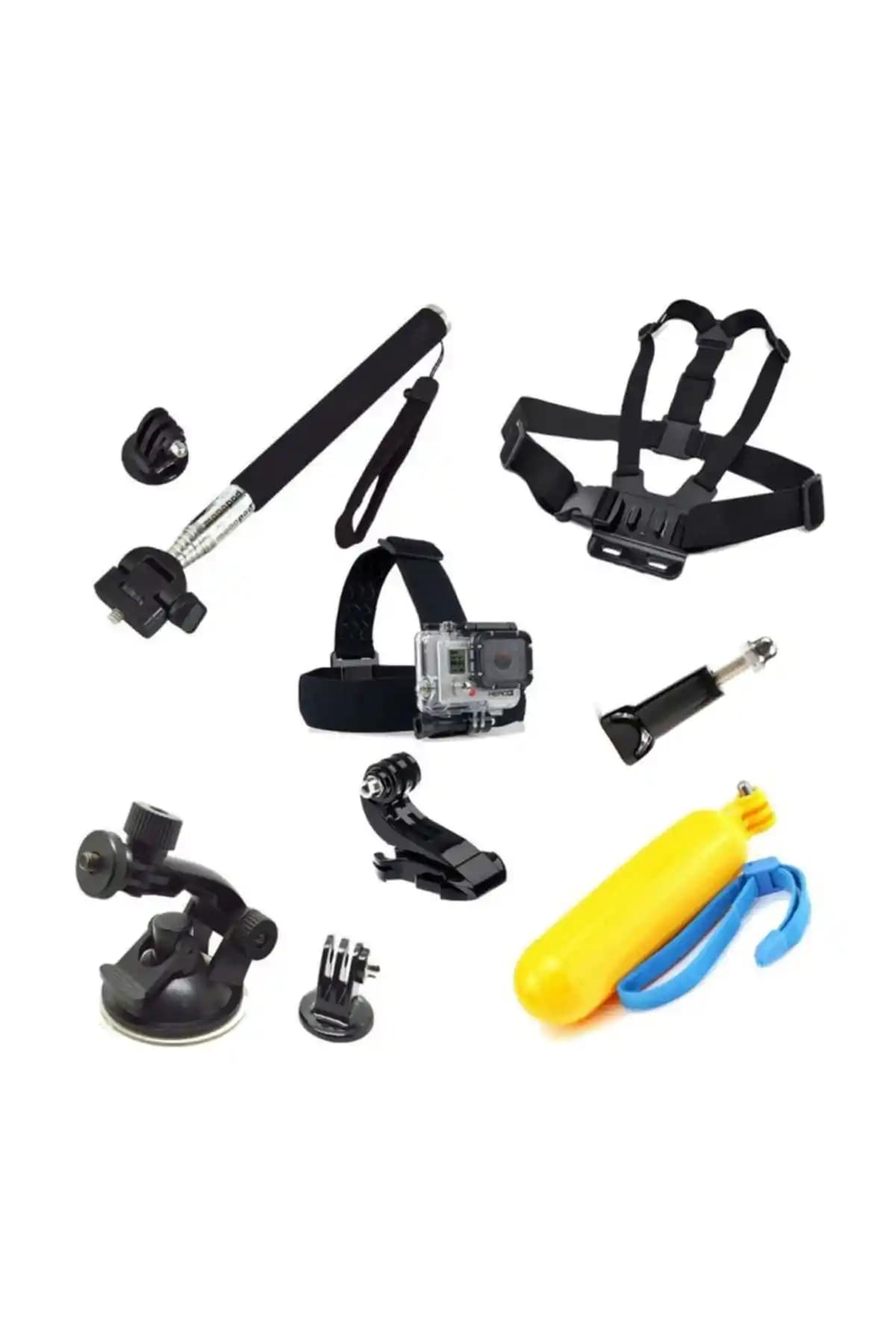 GoPro uyumlu 9 parça aksesuar seti ve vakumlu vantuz karşılaştırması