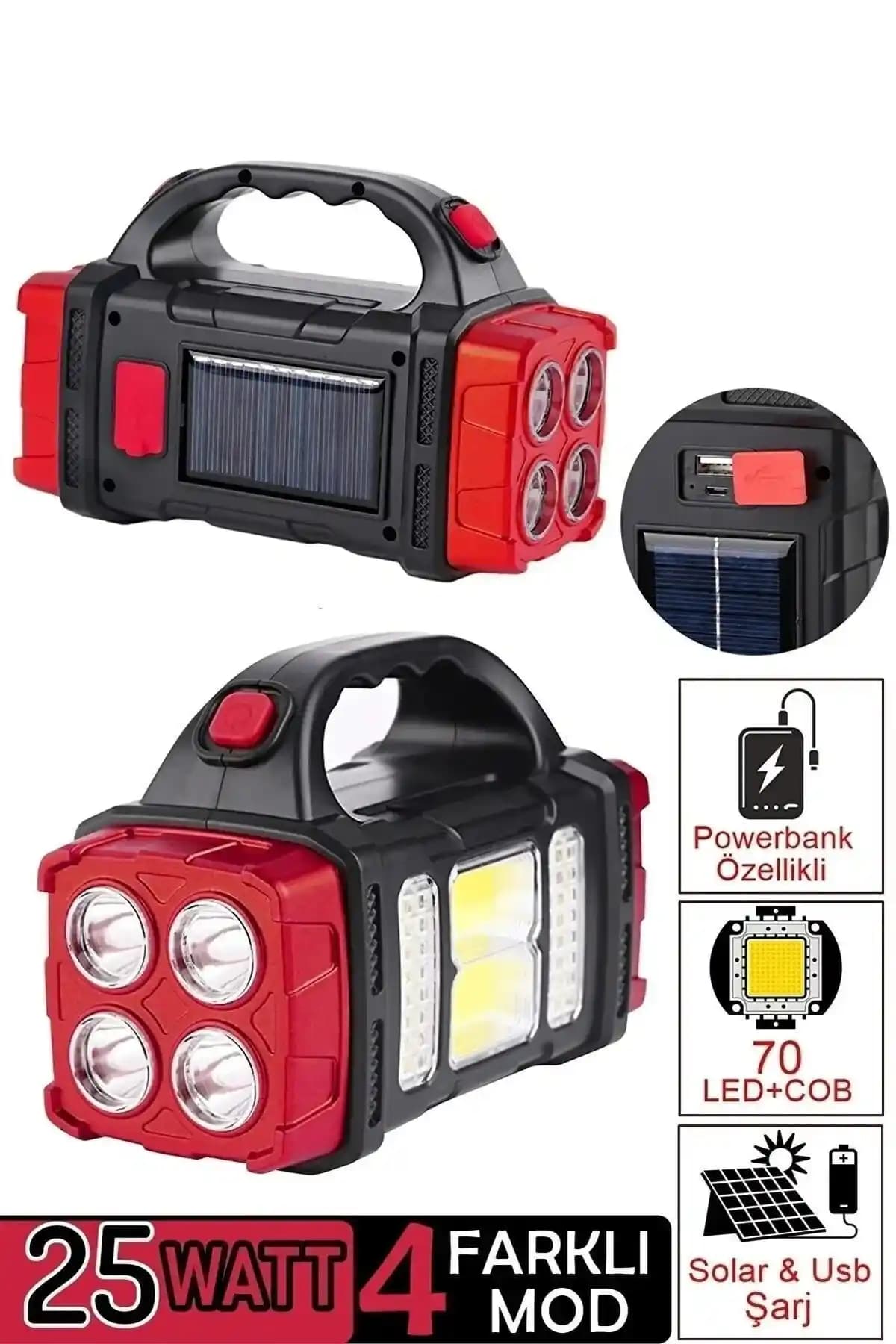 Güneş Enerjili Solar Şarjlı 25W Ayışığılandırma Cihazı ve Panther Pt-915 El Feneri Karşılaştırması