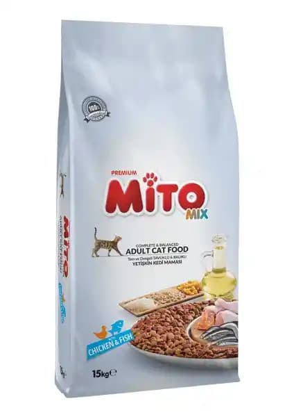 Mito Mix Adult Cat Tavuklu ve Balıklı Yetişkin Kedi Maması 15 kg - Dengeli Beslenme