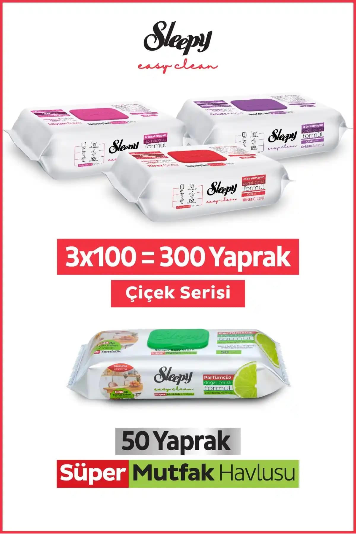 Sleepy Easy Clean Çiçek Serisi ve Bergamot Yağlı Mutfak Temizlik Mendili ile Etkili Hijyen