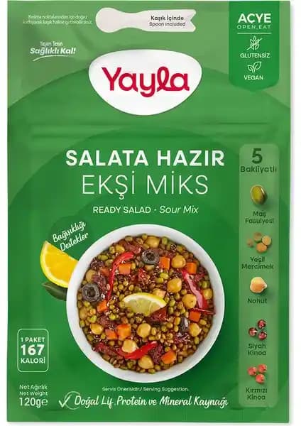Yayla Hazır Bakliyat Salatası Ekşi Miks 120 g - Sağlıklı, Pratik ve Besleyici Atıştırmalık
