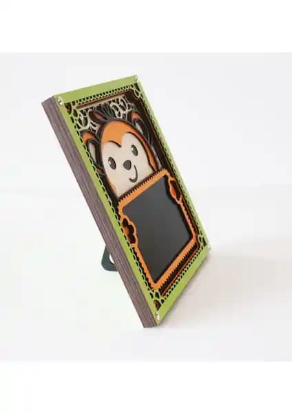 Çocuk Odası İçin Dayanıklı Çok Katlı Ahşap 3D Fotoğraf Çerçevesi Maymun Temalı