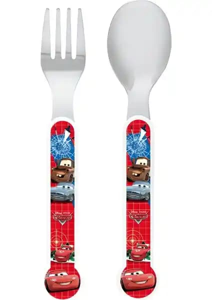 Trudeau Kbobaby Disney Cars Çocuk Çatal Kaşık Seti Güvenli ve Eğlenceli Tasarım