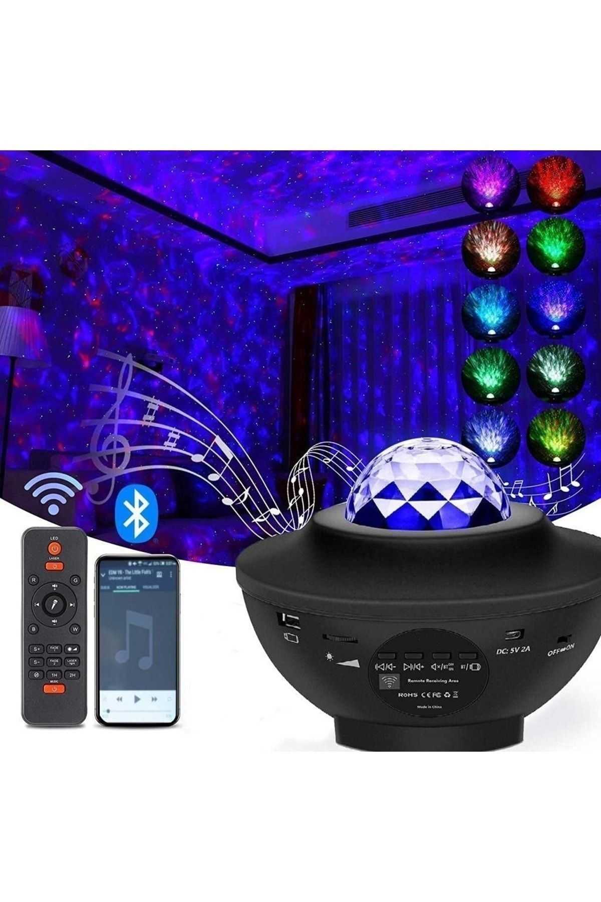 Voground Led Yıldız Projektör Galaxy Yıldızlı Gece Lambası Uzaktan Kumanda Okyanus Dalgası